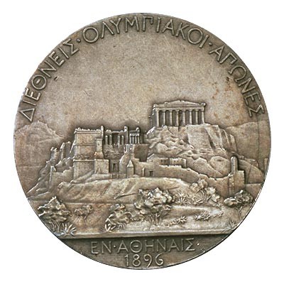 Medaille winnaar, zilver, replica, van de eerste moderne Olympiade in 1896 in Athene