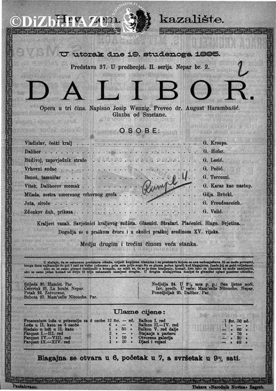 poster for the opera Dalibor