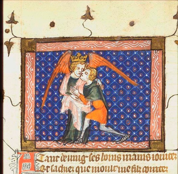 Amant honouring the God of Love, The National Library of The Netherlands, public domain image