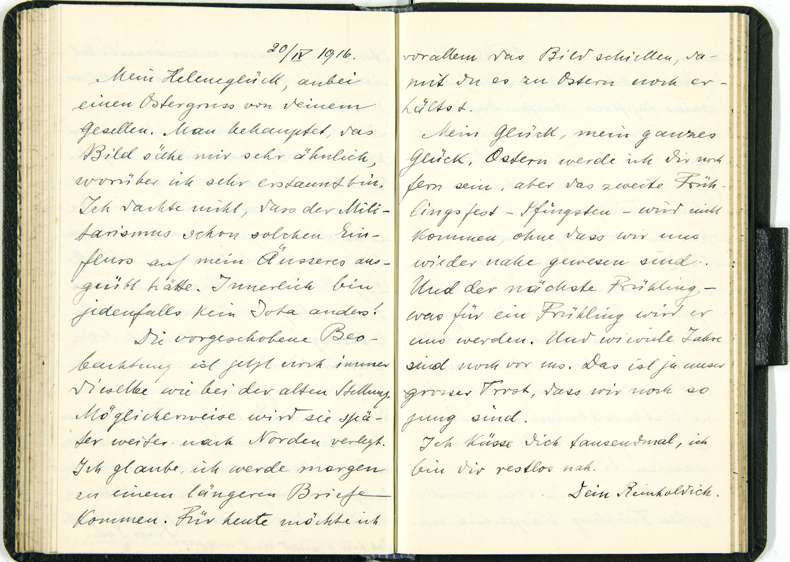 Reinhold's Easter message to his wife, 1916