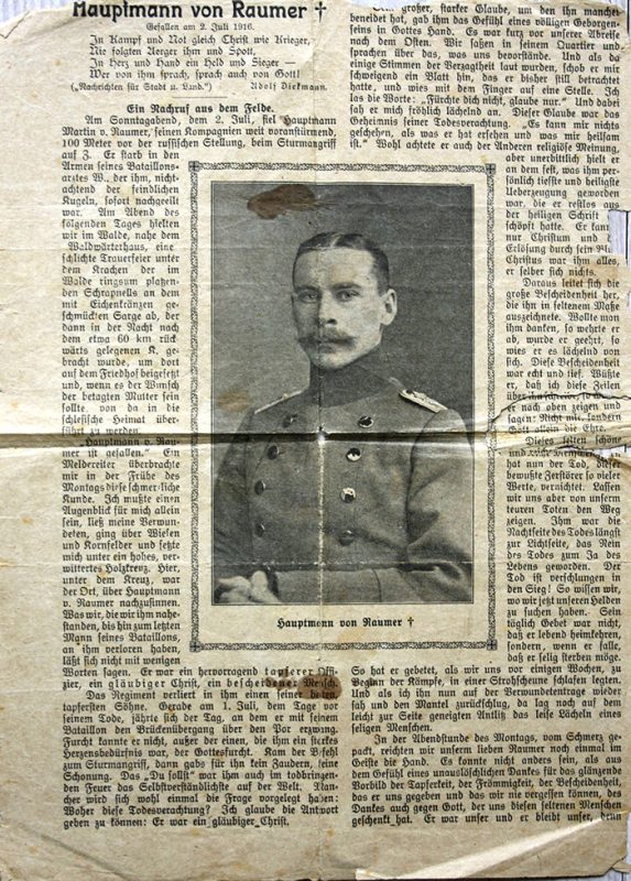 newspaper clipping with a photograph of a soldier