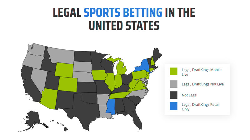 DraftKings Legal States - What States Is DraftKings Sportsbook Legal?