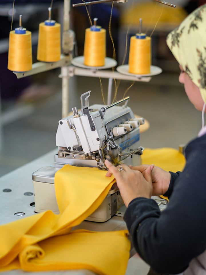 Goodee exclusive hoodie color, Mimosa, in production