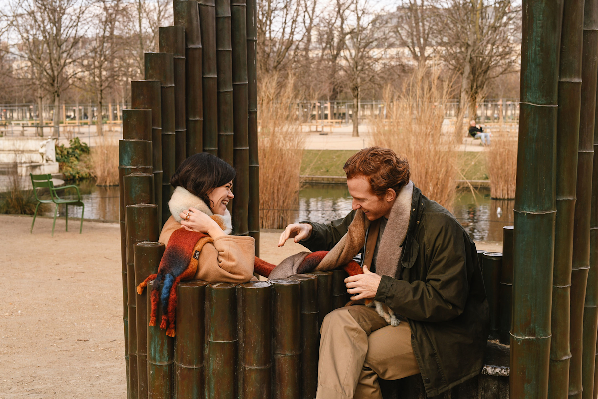 A couple wrapped up in the Tie Dye Scarf - TD 3B and Tie Dye Scarf - TD 2B