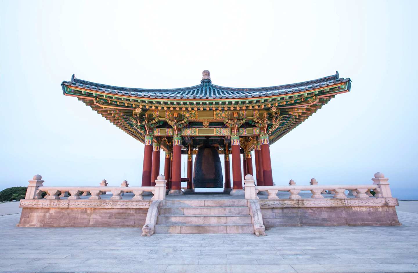 Front view of the Korean Bell of Friendship during daytime