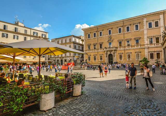 A piazza in Trastevere, Rome, Italy
