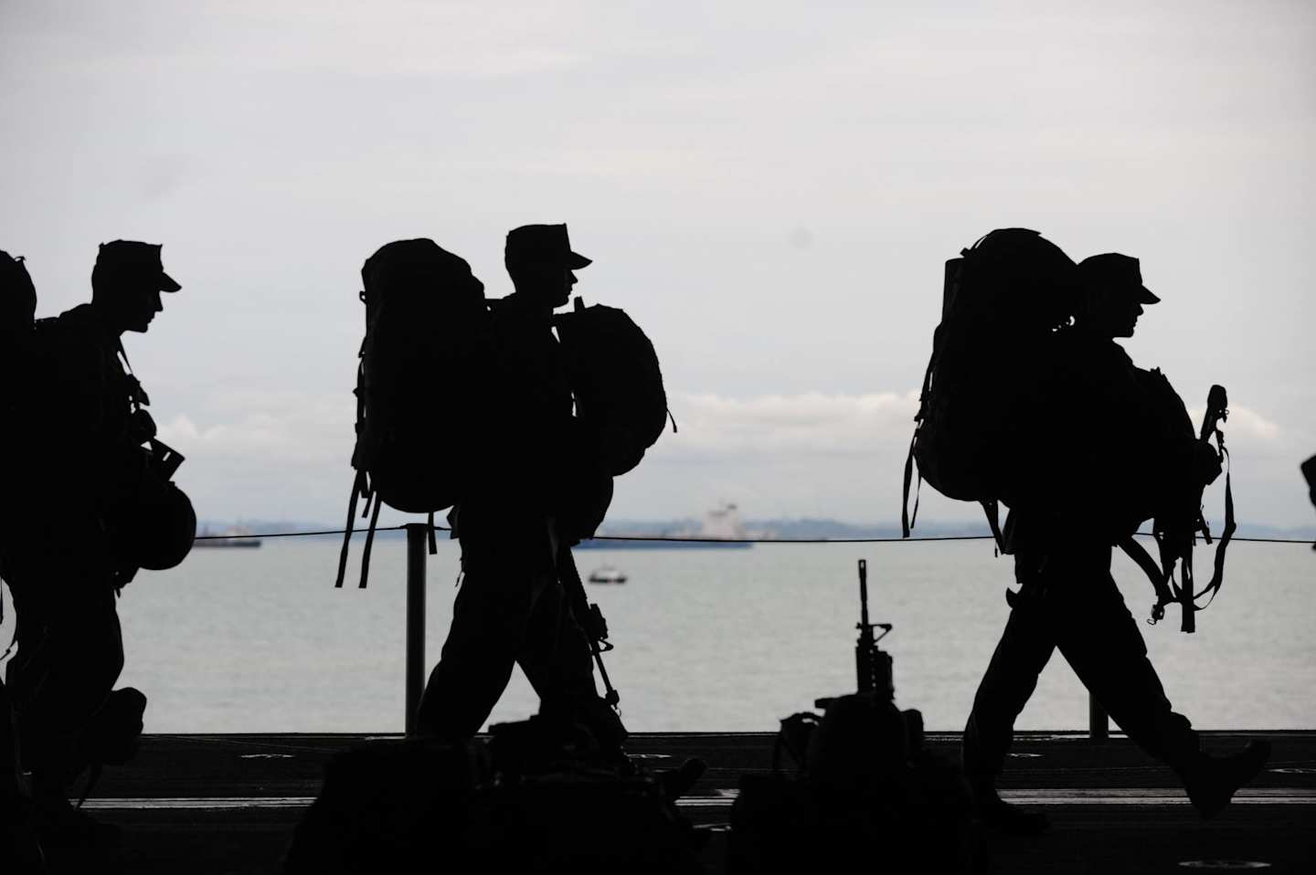The silhouettes of soldiers