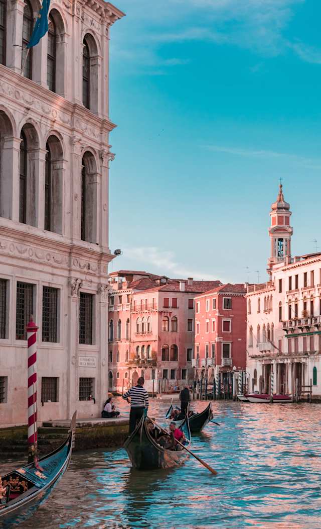 A Gondola moving through Santa Croce, Venice