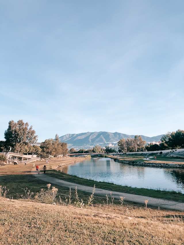 Rio Fuengirola and Sierra de Mijas, Fuengirola, Malaga, Andalusia, Spain