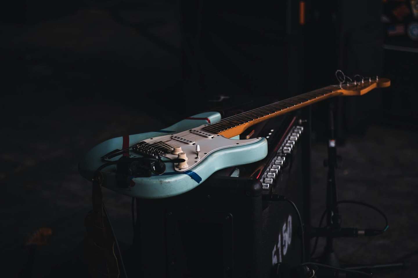 Electric guitar on an amplifier