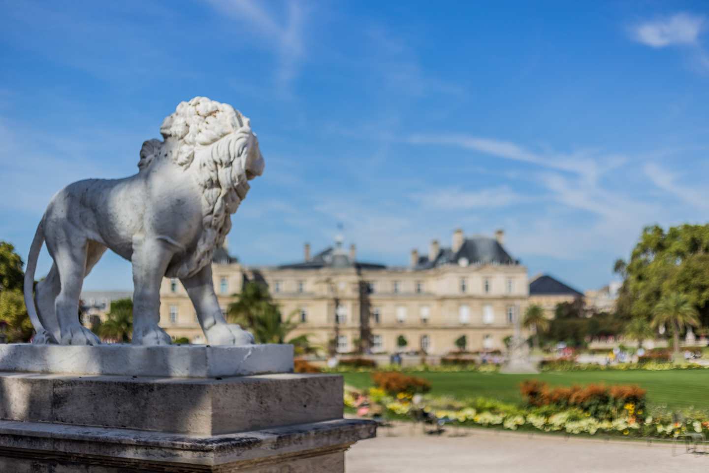Lion statue in Luxembourg Gardens, Paris
