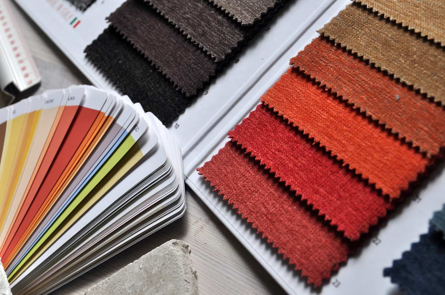 Fabric samples in different colours