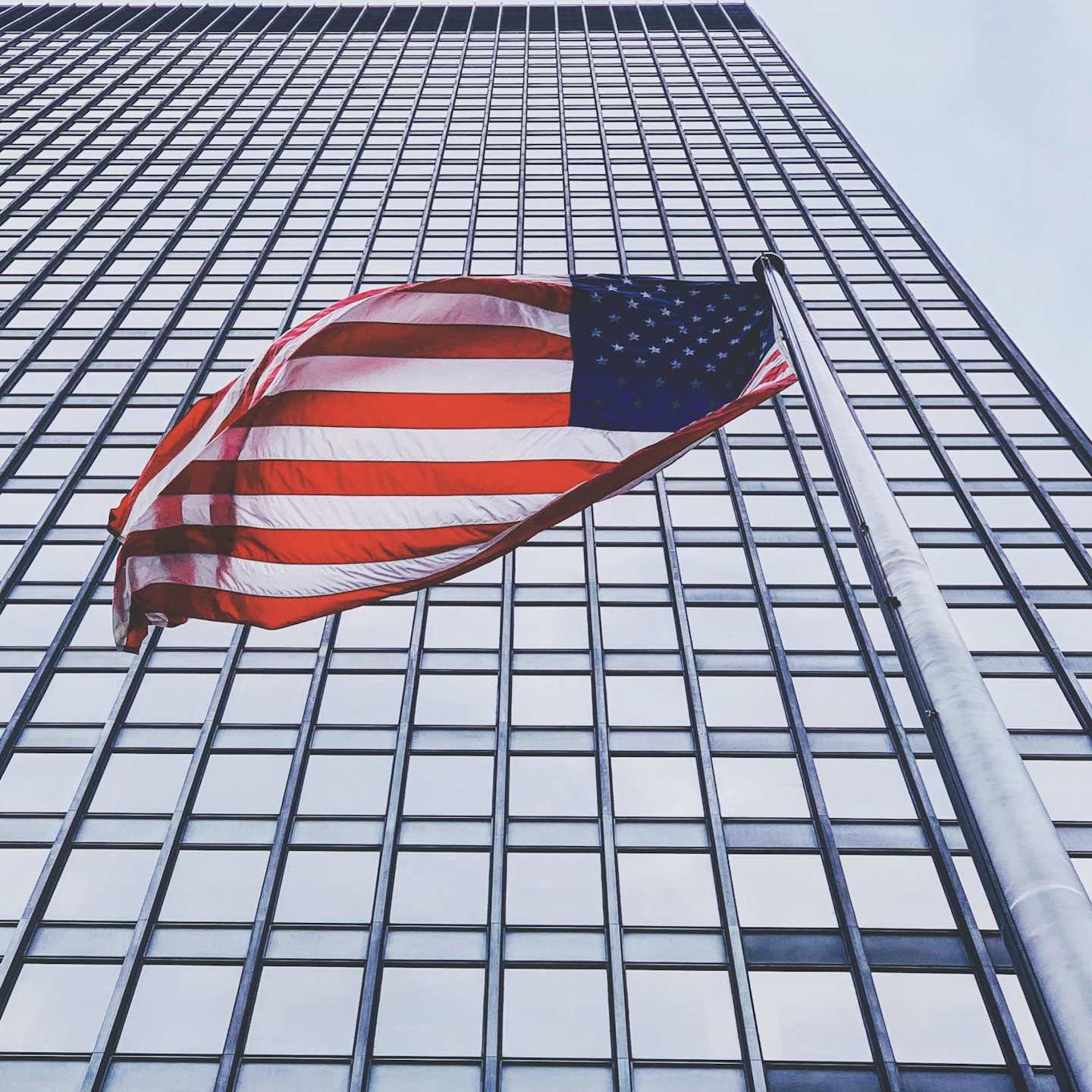 American flag in front of The Seagram Building, New York