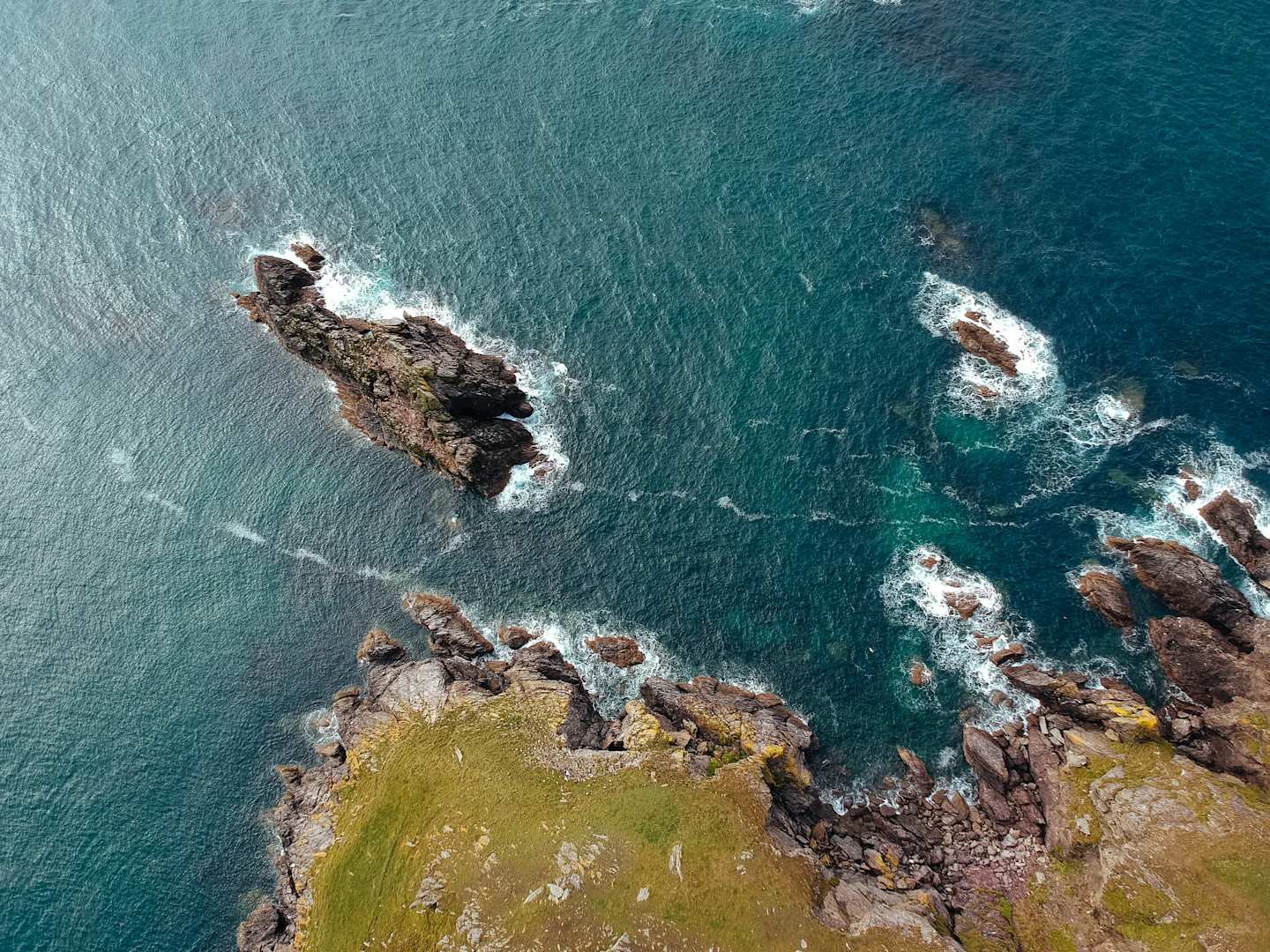 Aerial view of Devon coast and sea