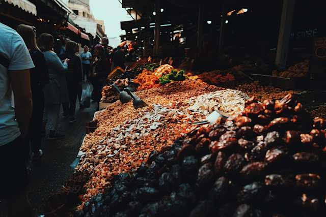 Souk in Tel Aviv selling dried fruit and nuts