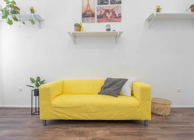 'Not Plum' - garish sofa and clashing cushions