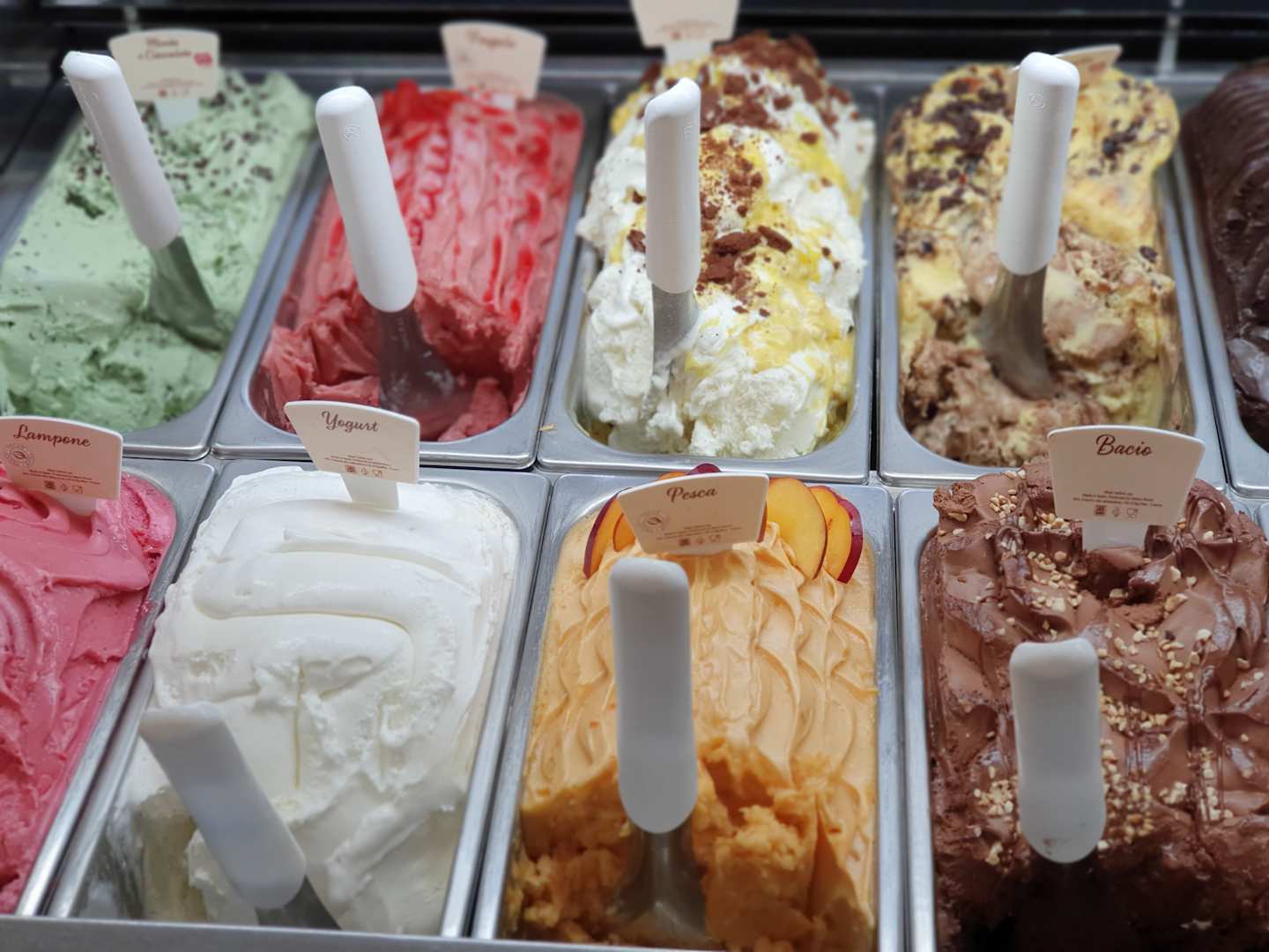 Tubs of ice cream in parlour