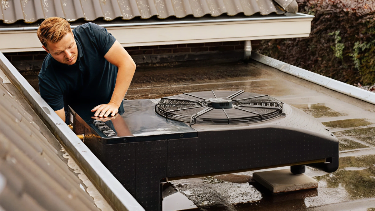 Blackbird 11 kW hybride warmtepomp op plat dak met monteur