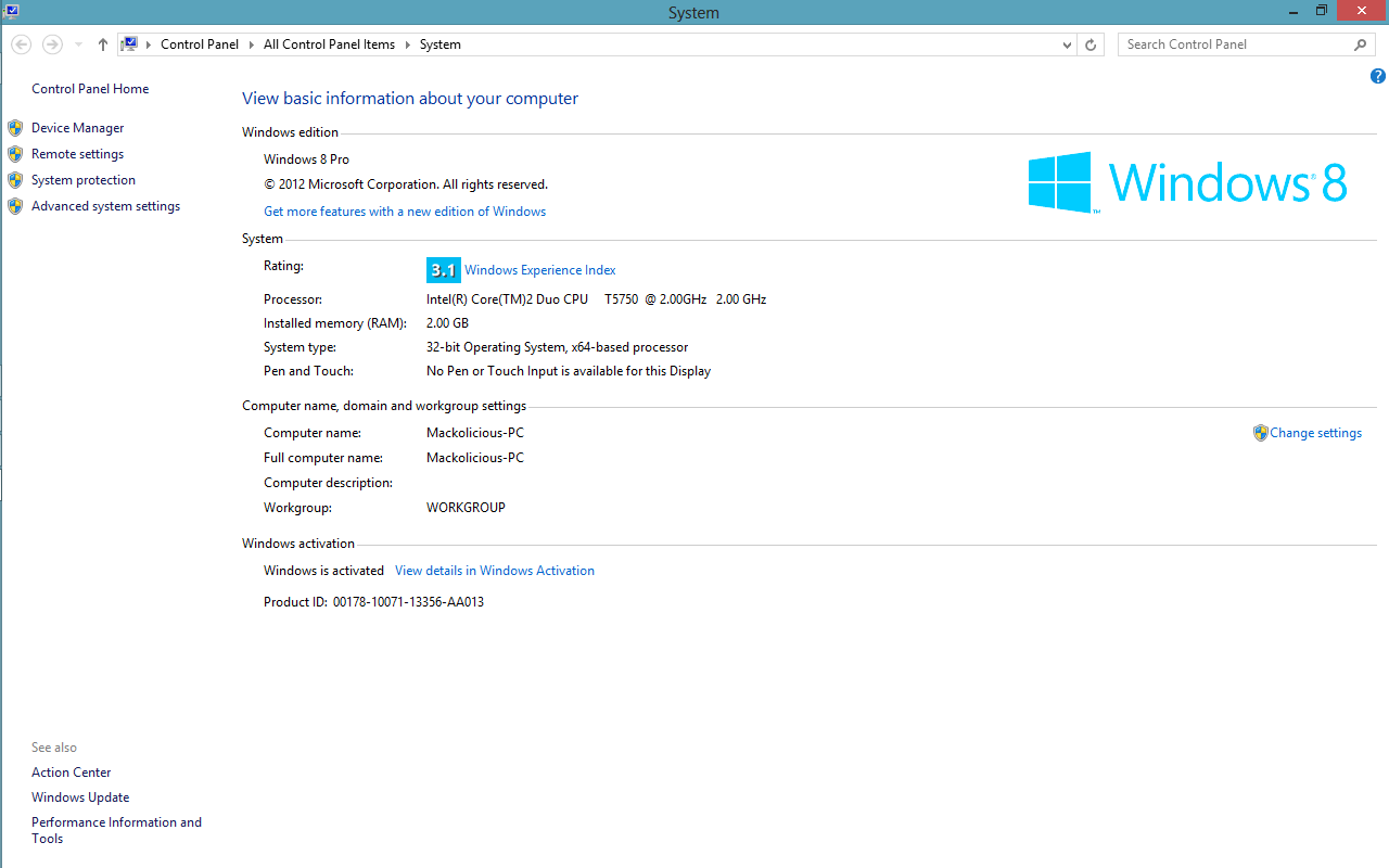 Windows 8 specifications Windows 8 specifications
