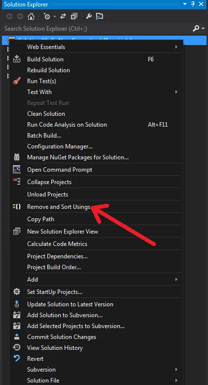 Remove and sort context menu Remove and sort context menu
