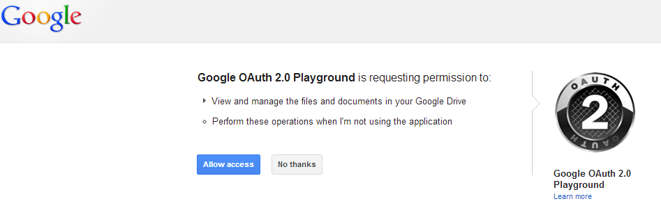 OAuth 2.0 Playground OAuth 2.0 Playground