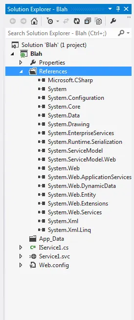 Visual Studio solution explorer Visual Studio solution explorer