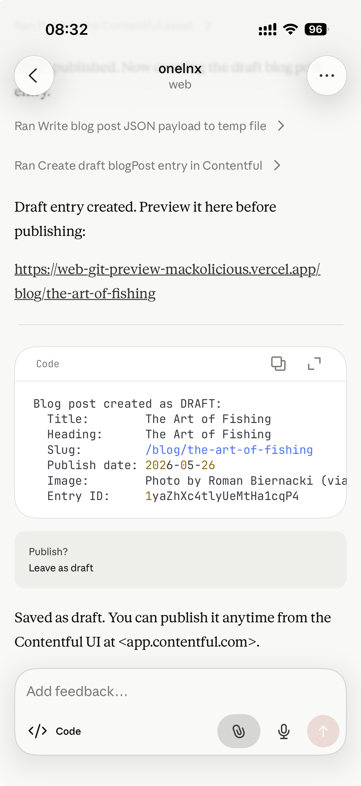 Claude Code Create Blog Output