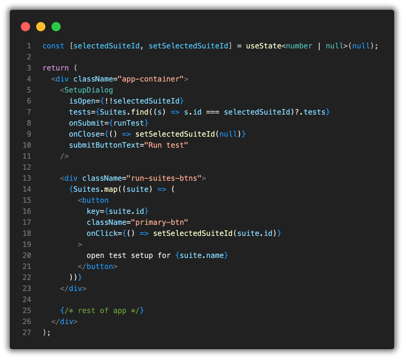 we can use the fact that the user should be able to pick a suite to run to evaluate if the dialog should be open.