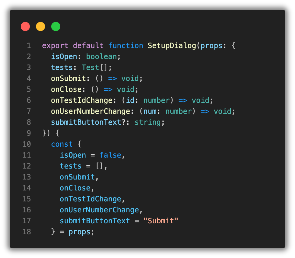 “submitButtonText” is not crucial for the component’s logic so it can be optional