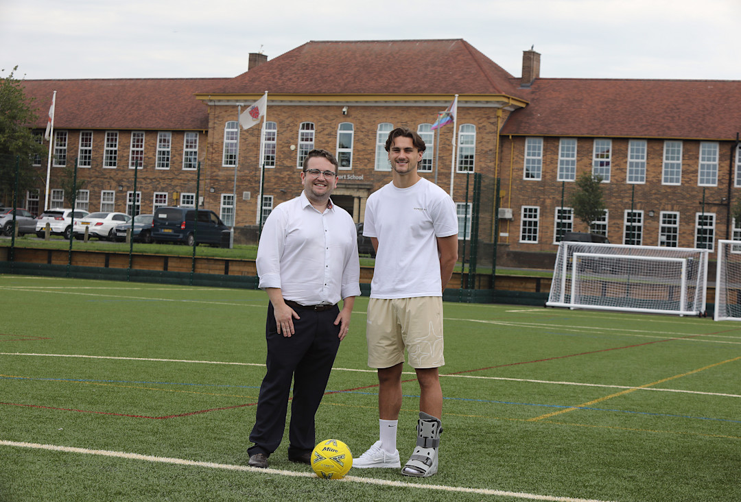 Stockport School scores as England star opens state-of-the-art 3G football pitch