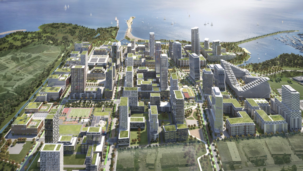 Lakeview Village in Mississauga Overhead rendering of Lakeview Village in Mississauga