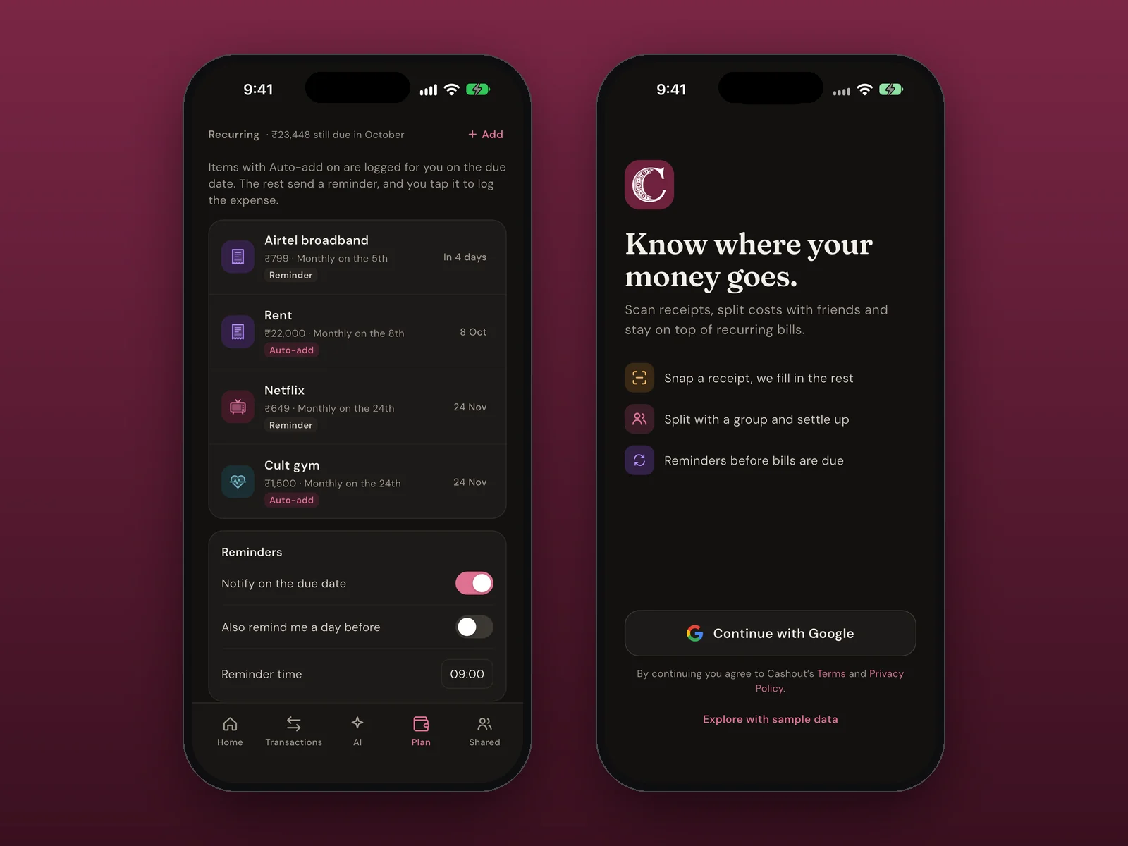 Cashout Recurring and Welcome