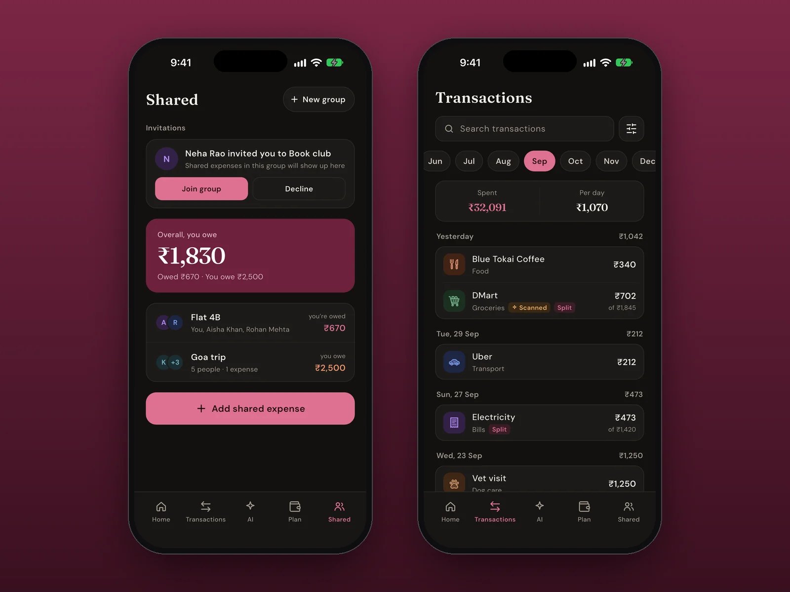 Cashout Shared and Transactions