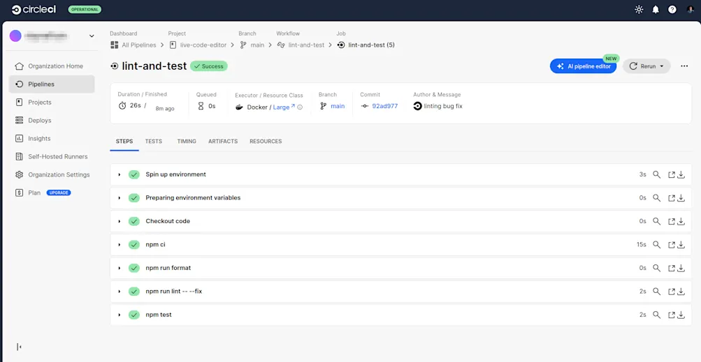 Successful pipeline build