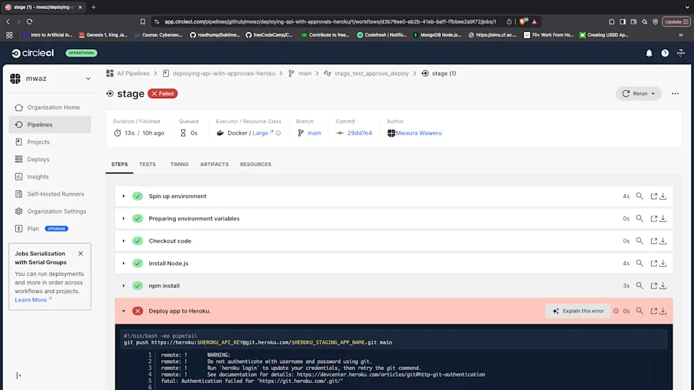 Build failed - CircleCI