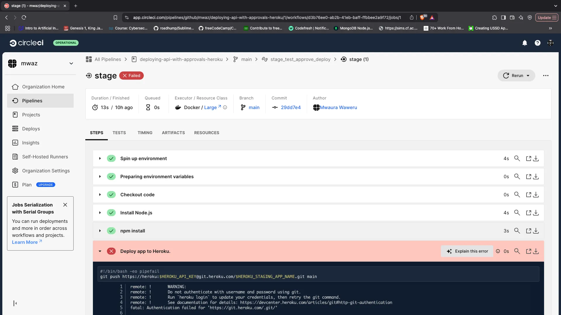 Build failed - CircleCI