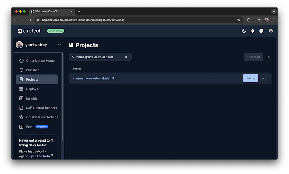 CircleCI project setup