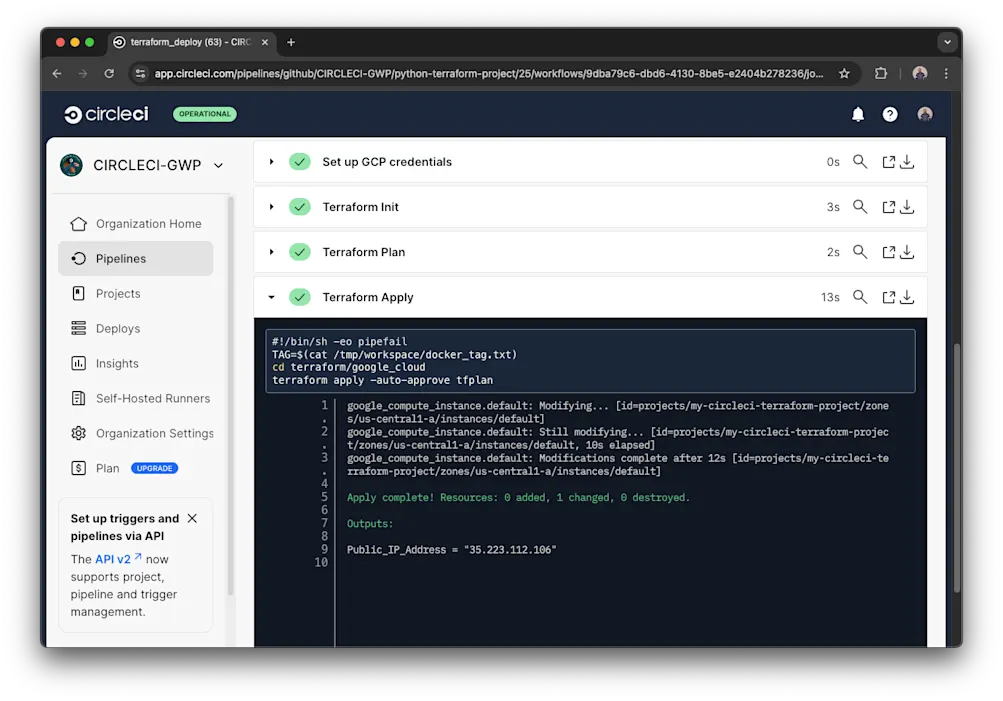 CircleCI Terraform pipeline success