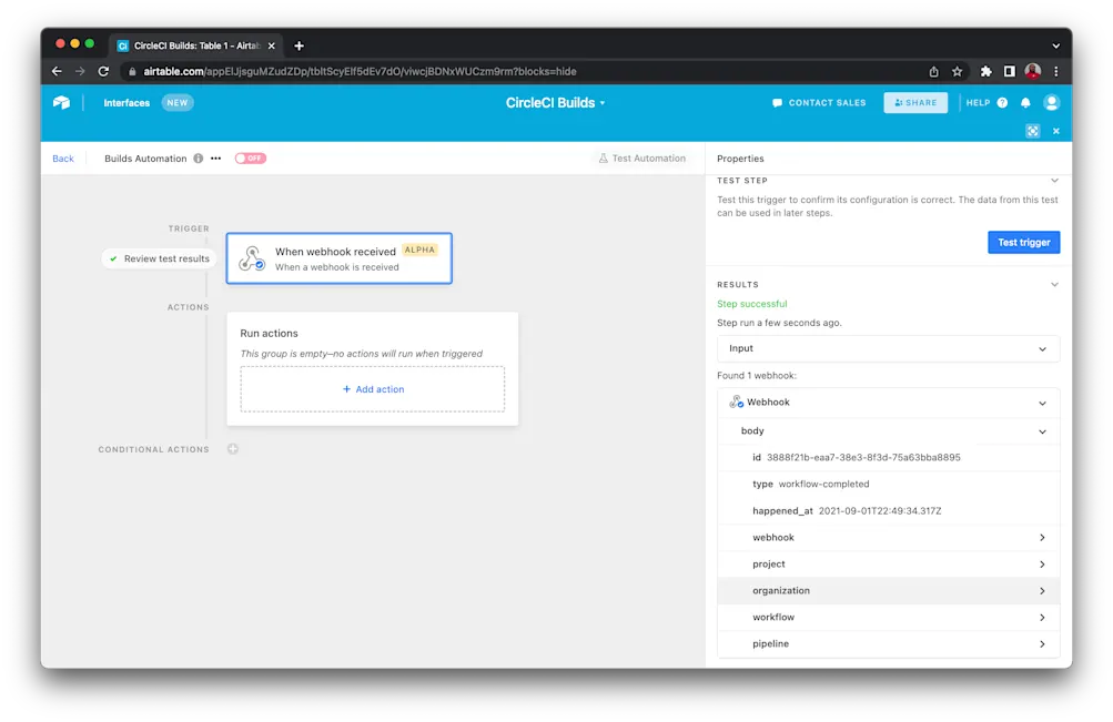 Successful test - Airtable