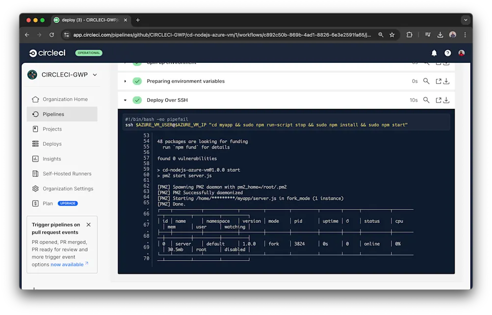 Deploy details - CircleCI