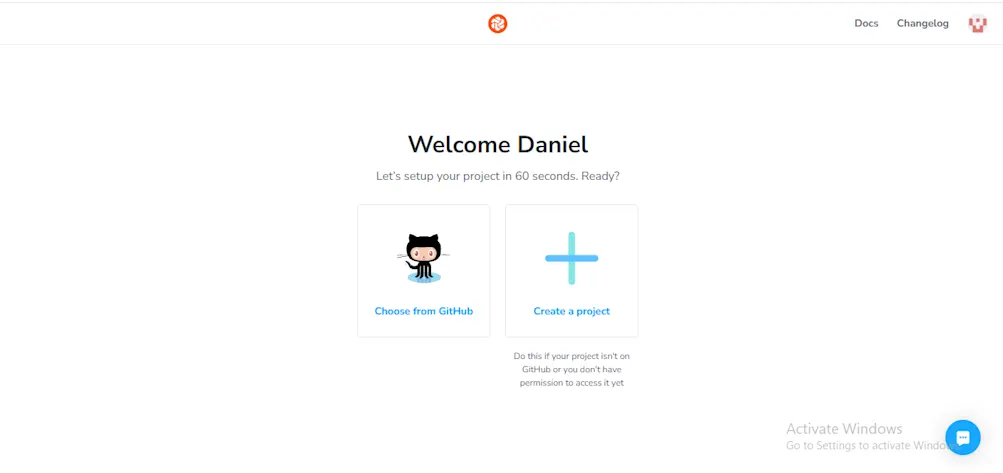 Choose project for visual regression test