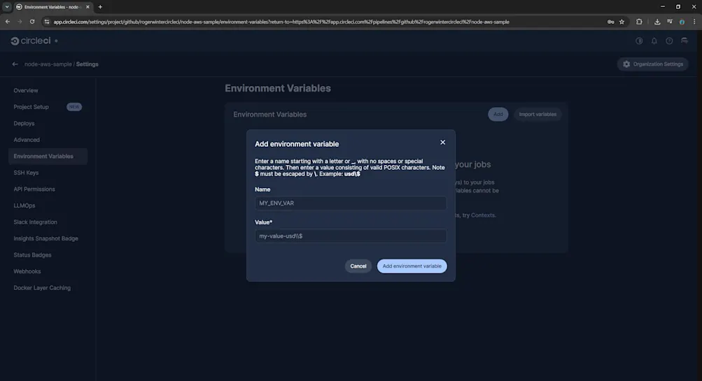 Environment variables