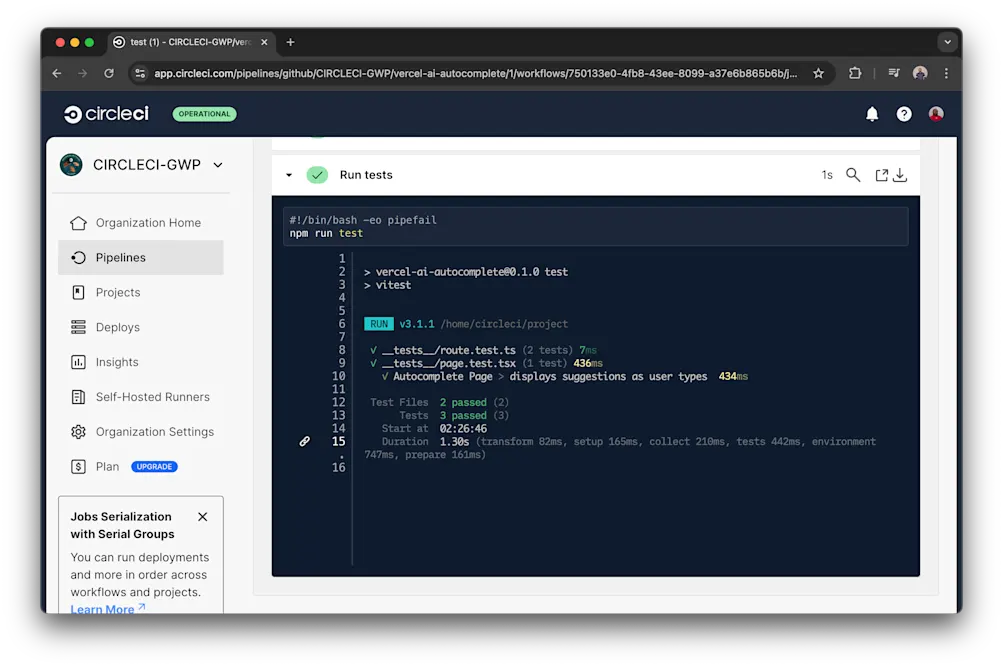 CircleCI pipeline successful