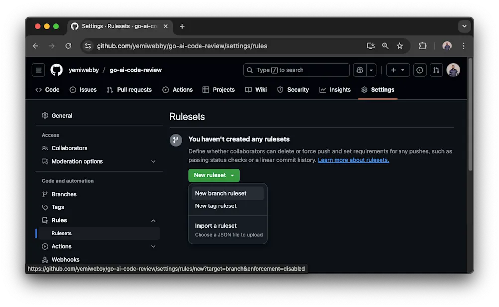 GitHub rulesets