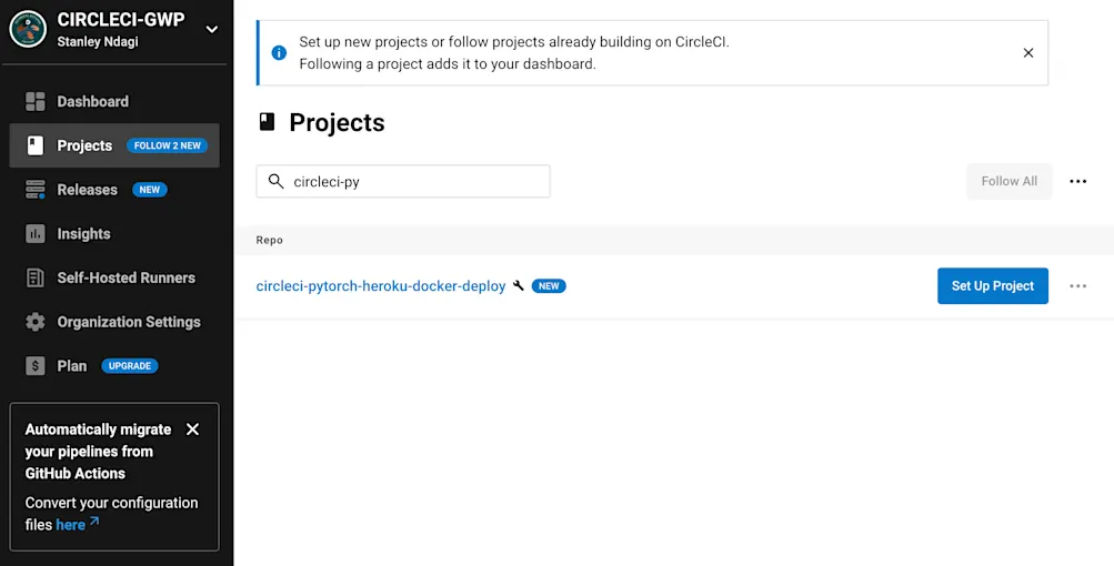 Setup project on CircleCI