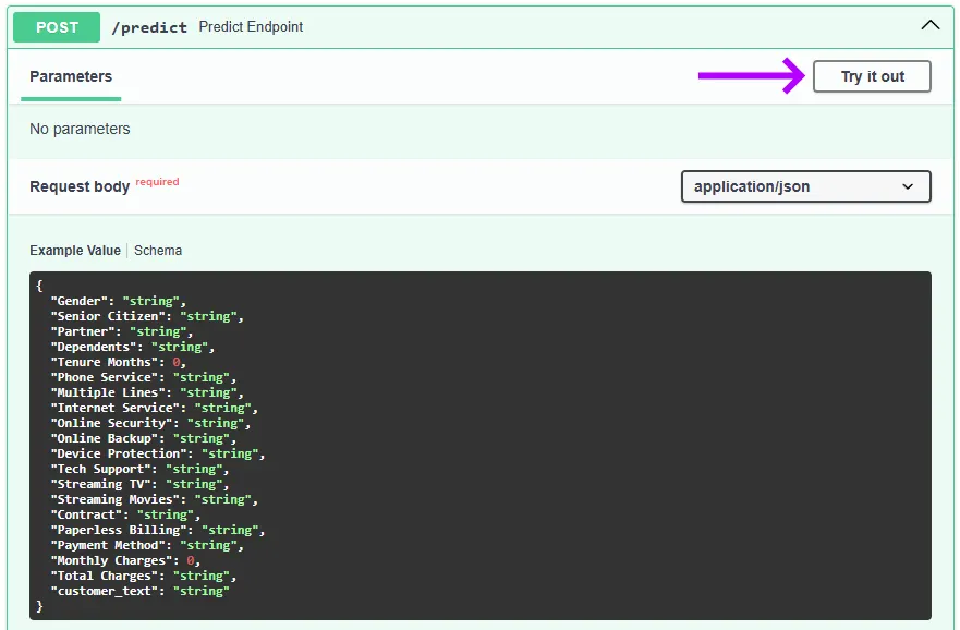 Swagger UI try it out button