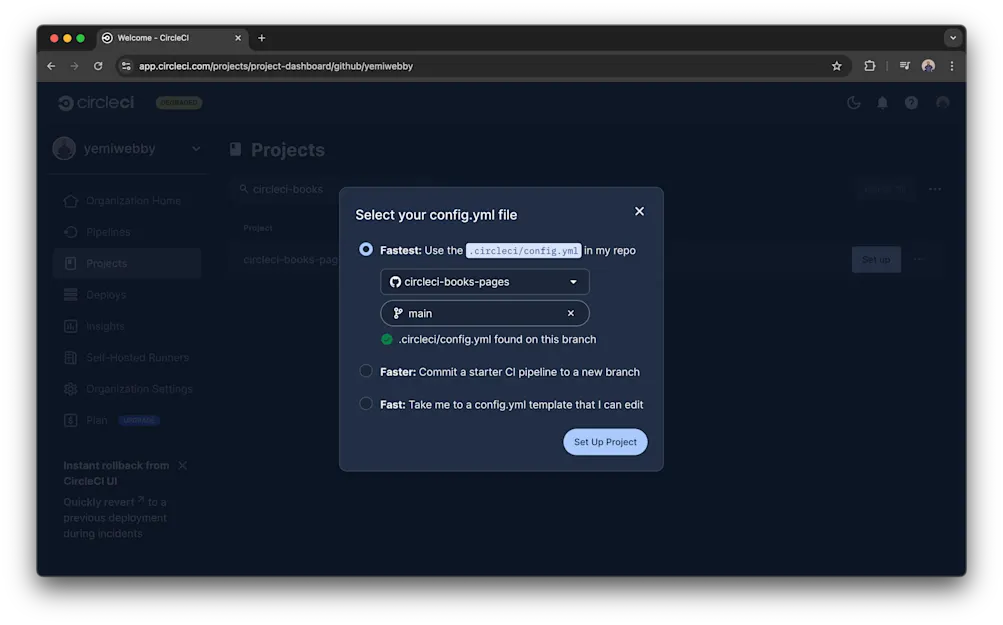 CircleCI project setup