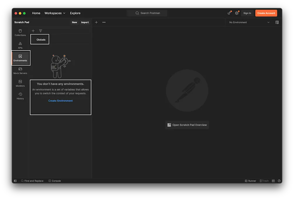 Create environment - Postman