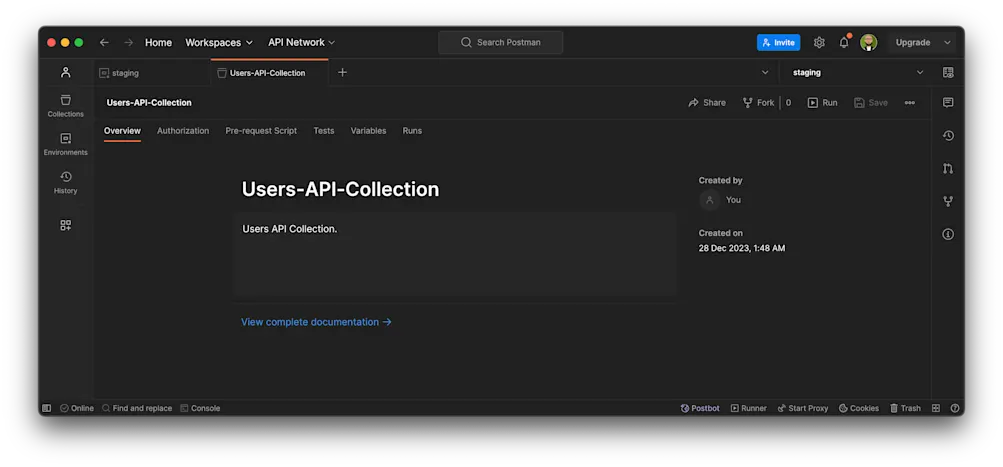 Create Collection - Postman