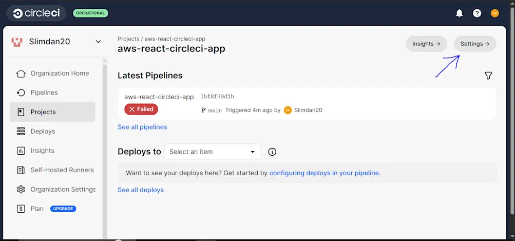 CircleCI project settings
